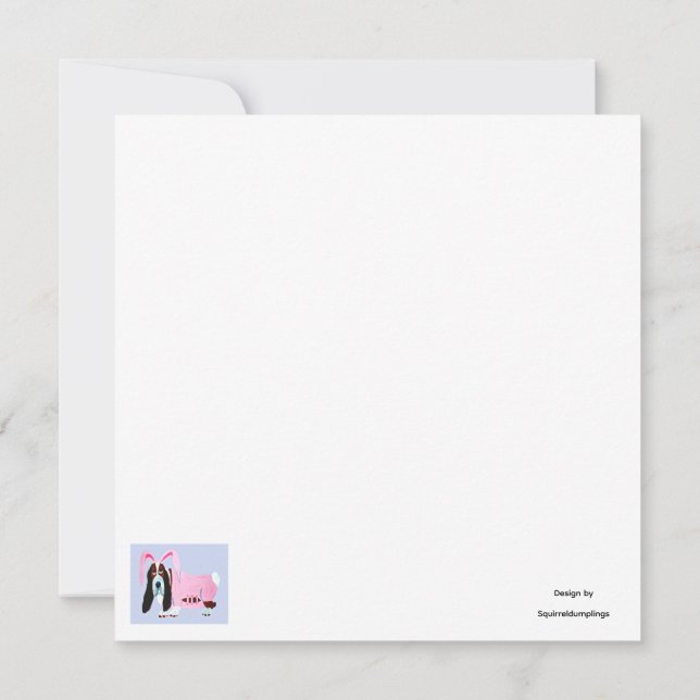 Convite Happy Easter Basset Hound Easter Bunny (Verso)