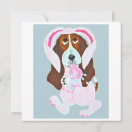 Convite Happy Easter Basset Hound Easter Bunny