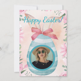 Convite Happy Easter - blue egg with photo option