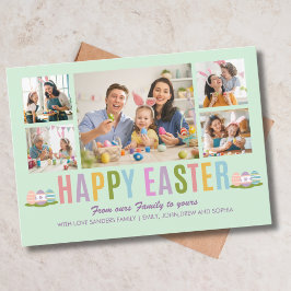 Convite Happy Easter Family Photo Collage Green