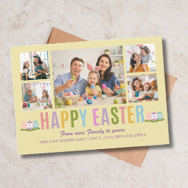 Convite Happy Easter Family Photo Collage Yellow