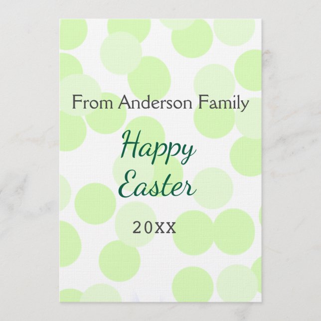 Convite Happy Easter gray green polka dots family name (Frente)