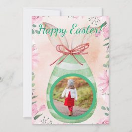 Convite Happy Easter- green egg with photo Invitation