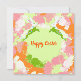 Convite Happy Easter Invitation Card – Cute Bunny Floral 