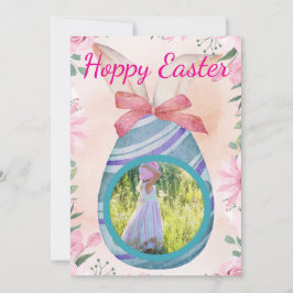 Convite Happy Easter - purple blue egg with photo