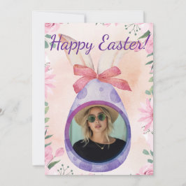 Convite Happy Easter - purple egg with photo