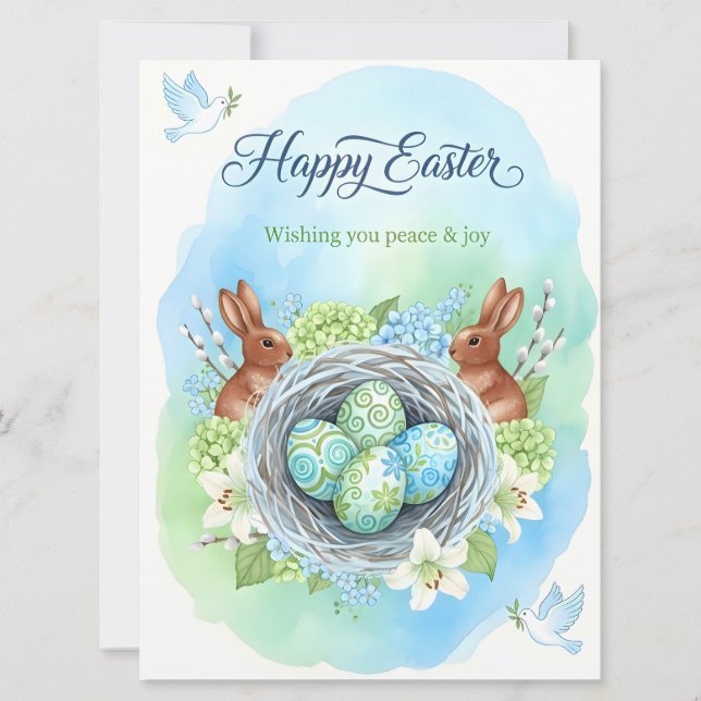 Convite Happy Easter Watercolor Card (Frente)