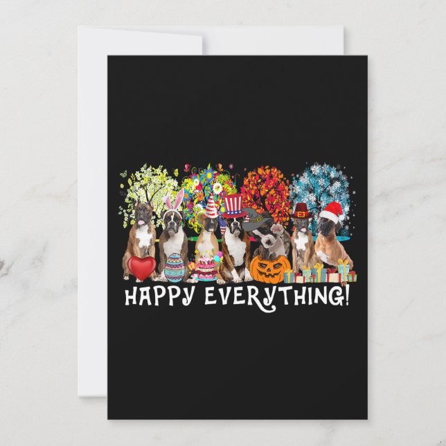 Convite Happy Everything Boxer Dog Seasons All Year Tree L (Frente)