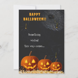 Convite Happy Halloween Card | Spooky Pumpkin & Spiders
