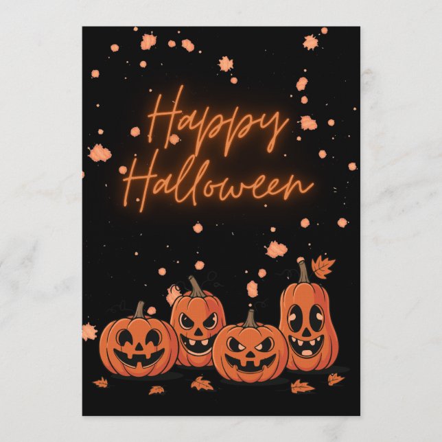 Convite Happy Halloween Postcard (Frente)
