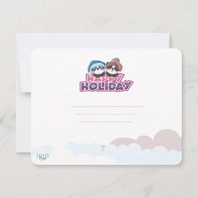 Convite Happy Holiday Panda (Verso)