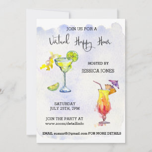 Convite Happy Hour Virtual de Coquetéis em Quarentena