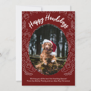Convite Happy Howlidays Dog Pet Christmas Card Dark Red