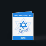 Convite Happy Israel Independence Day Blue Star of David<br><div class="desc">Happy Israel Independence Day Blue Star of David, Israeli flag white and blue color. Hand Drawn. Jewish Holiday. Memorial Day. 2020 Anniversary Israel. Israel Happy Birthday. Celebrate, Tel Aviv Event Decoration. Invitations & Stationery > Invitations & Announcements. Patriotic Modern Design with Text Template. Personalized with your name, text, patriotic wishes...</div>