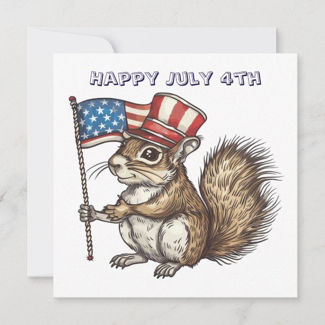 Convite Happy July 4th squirrel (Frente)
