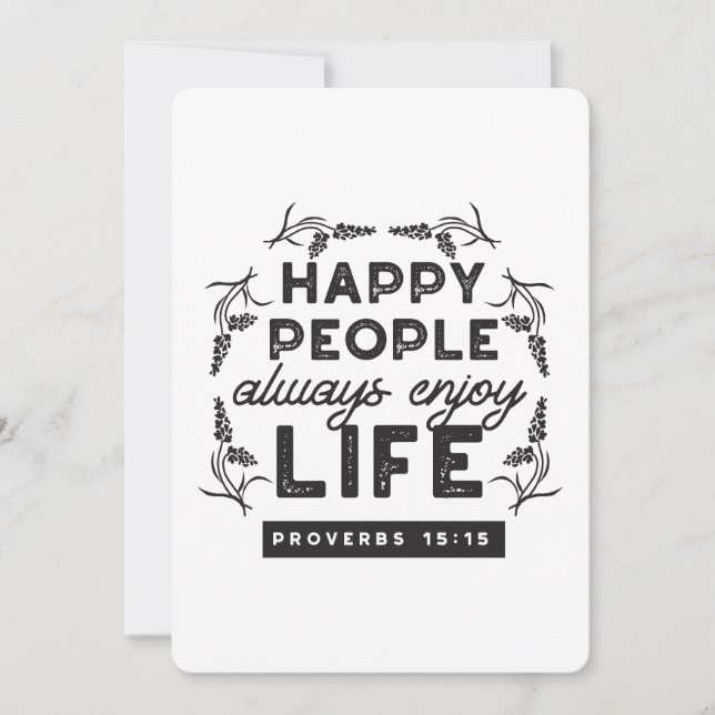 Convite Happy Life with Faith – Proverbs 15:15 Art (Frente)