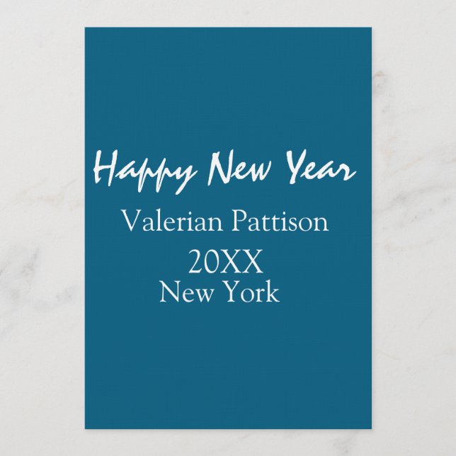 Convite Happy new year blue name place year boho simple  (Frente)