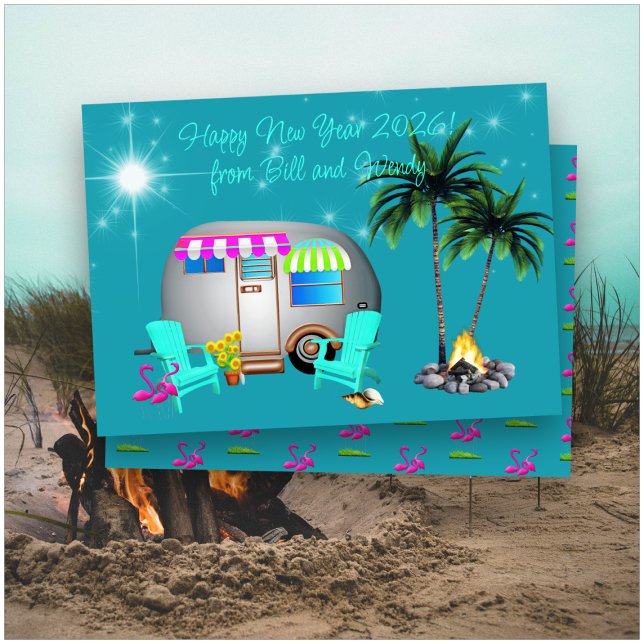 Convite Happy New Year Camping Greeting Card (Criador carregado)