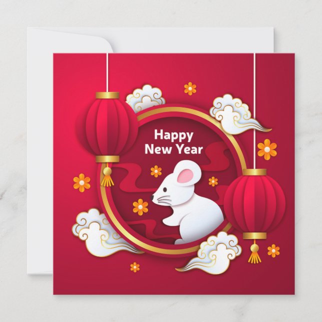 Convite Happy New Year - Year of the Rat (Frente)
