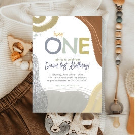 Convite Happy One First Birthday boy Invitation