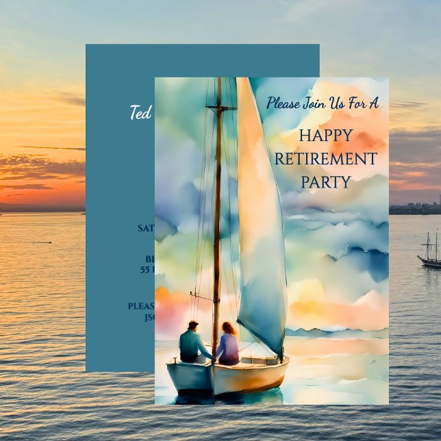 Convite Happy Retirement Party Sailing Theme (Happy Retirement Party Sailing Theme Invitation)