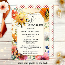 Convite Happy Retro Wildflower Watercolor Bridal Shower