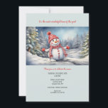 Convite Happy Snowman<br><div class="desc">Um convite para neve, tema do inverno, com um sorridente boneco de neve vestido de chapéu e cachecol. Adequado para a maior parte das suas comemorações de inverno. (Imagem por Pix). O cartão é fácil de personalizar com o seu texto, fonte e cor da fonte. Não exatamente o que você...</div>