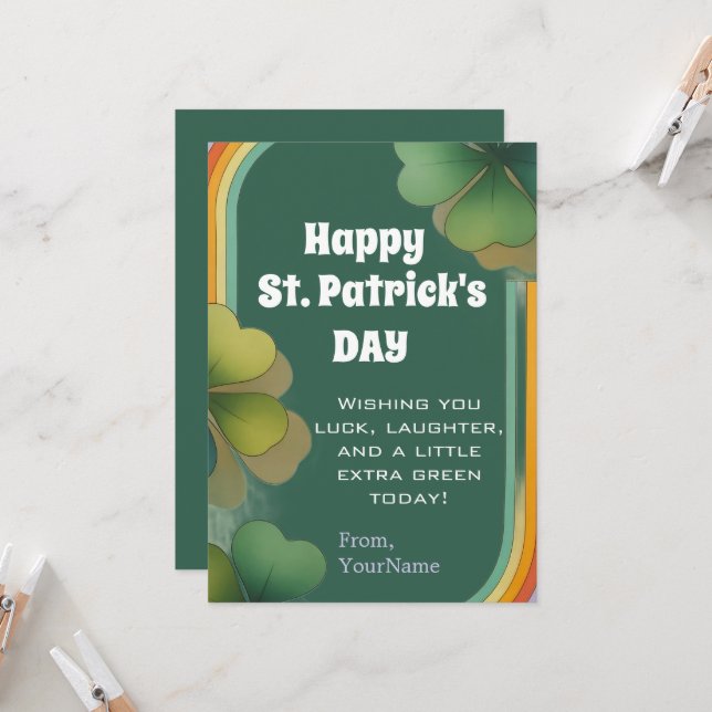 Convite Happy St. Patrick's Day Shamrock Greeting Card (Frente/Verso In Situ)