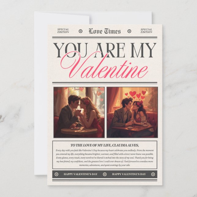 Convite Happy Valentine’s Day Romantic Wall Art  (Frente)