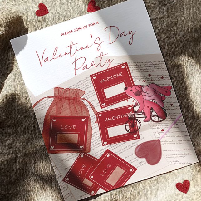 Convite Happy Valentine’s Day – Tickets & Puppy on Bicycle (Criador carregado)