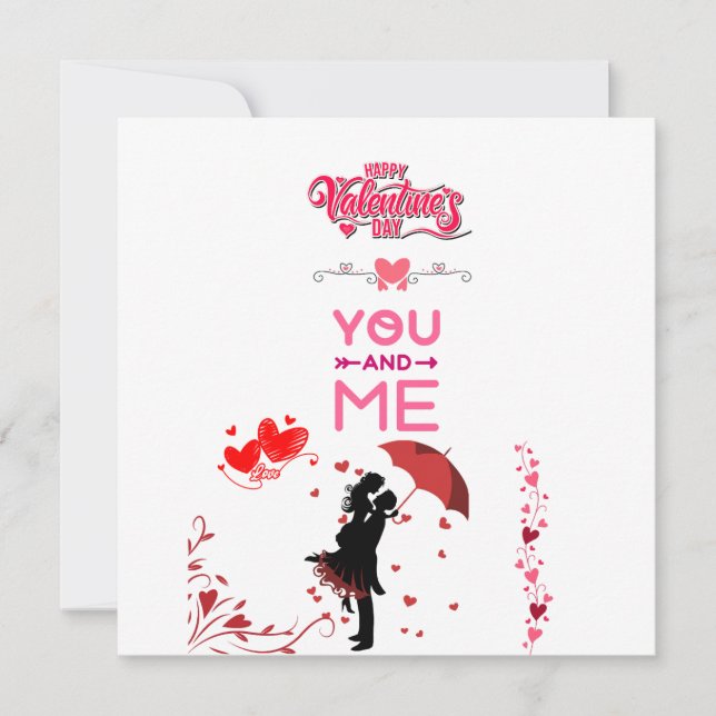 Convite Happy Valentine’s Day – You and Me Romantic Love  (Frente)