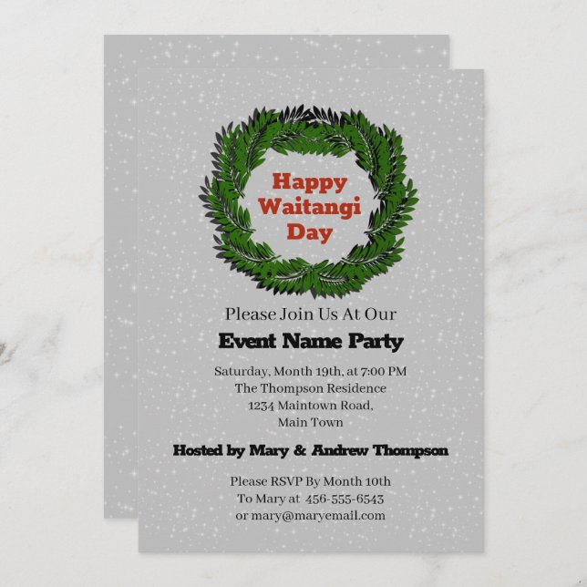 Convite Happy Waitangi Day Fern Nova Zelândia (Frente/Verso)