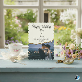 Convite Happy Wedding Minimalist Paper Cutting With Photo