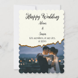 Convite Happy Wedding Minimalist Paper Cutting With Photo