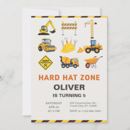 Convite Hard Hat Zone Construction Site Birthday Party