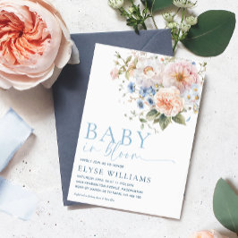 Convite Hargrove Blue Floral Baby In BloChá de fraldas