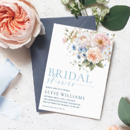 Convite Hargrove Blue Floral Chá de panela