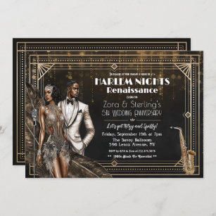 Convite Harlem Nights Gatsby Afro-Americano