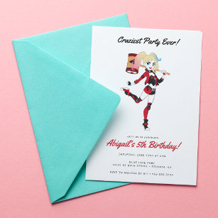 Convite Harley Quinn Girls Birthday