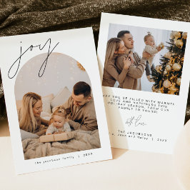 Convite HARLOW Joy Edgy Modern Arch Photo Holiday Invitati