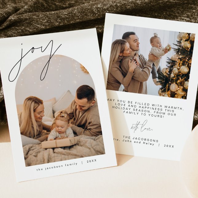 Convite HARLOW Joy Edgy Modern Arch Photo Holiday Invitati (Criador carregado)