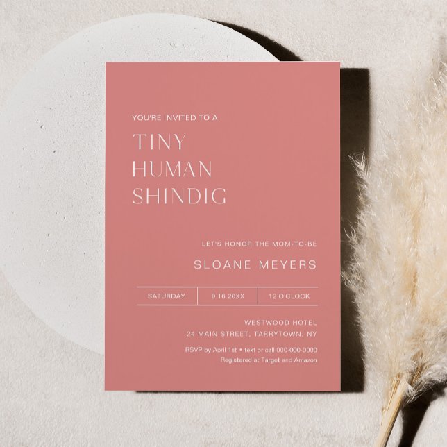 Convite HARLOW Minimalista Chá de fraldas Pequeno Shindig  (Criador carregado)