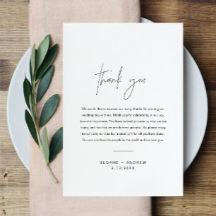 Convite HARLOW Wedding Obrigado Carta Nota de Napkin