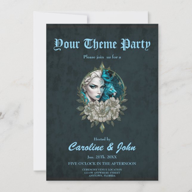 Convite Harmonia dos elementos, a mulher com leão. (Frente)