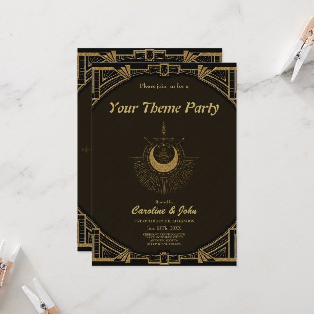 Convite Harmonia dos elementos: lua, ouro e geometria. (Frente/Verso In Situ)