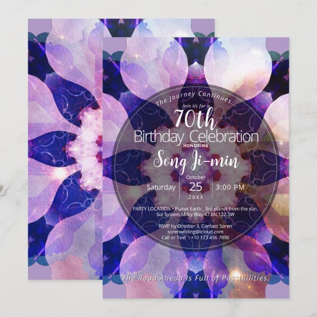 Convite Harmonia Radiante | Mandala Floral Luminosa (Frente/Verso)