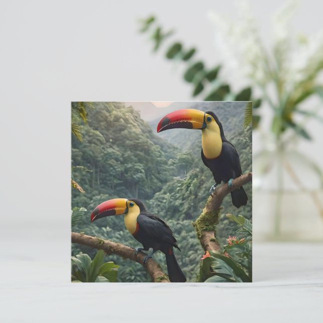 Convite Harmonia Tropical: Dois Tucanos na Copa das Árvore (Em pé/Frente)
