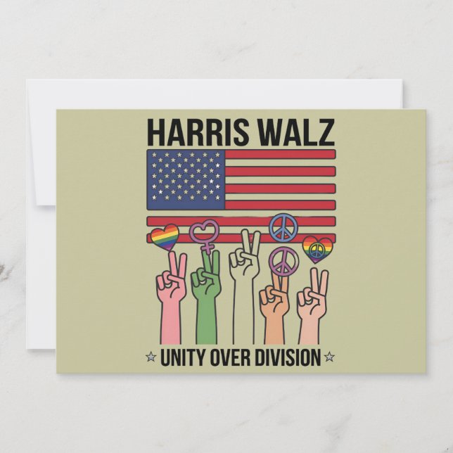 Convite Harris Waltz 2024 Unity Over Division (Frente)