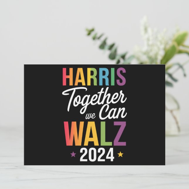 Convite Harris Walz 2024 Kamala Juntos Podemos LGBT (Em pé/Frente)
