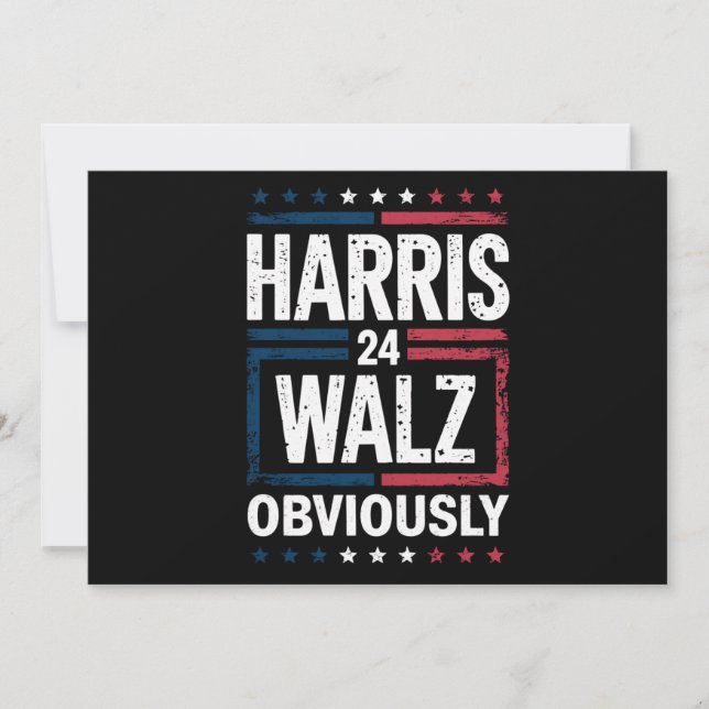 Convite Harris Walz Obviamente Harris Waltz 2024 Eleição (Frente)